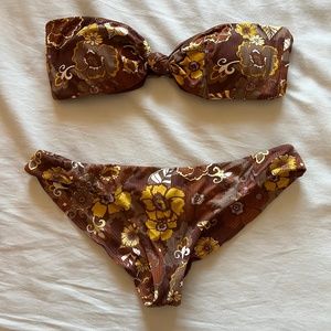 RVCA Earth Bloom Cheeky Bottoms (M) and Bandeau Top (S)
